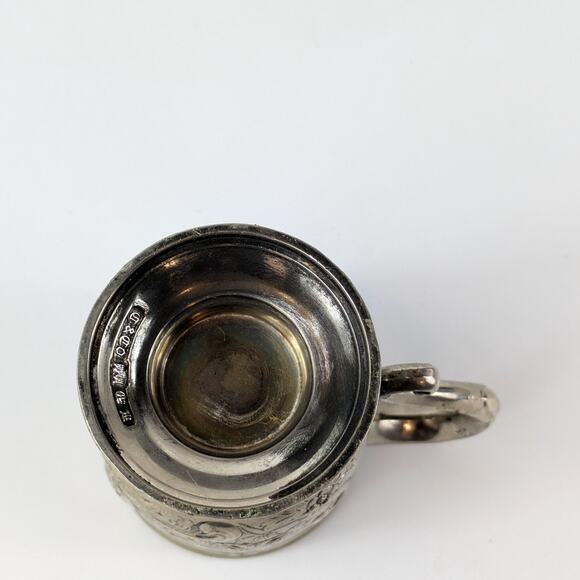 Corbell & Co Silverplated Repousse Cup Mug Signed English Maker Mark Castle - Picture 6 of 14